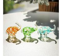 H&D HYALINE & DORA Mini figuras de elefante de cristal de cristal de elefantes coleccionables, pequeños animales de cristal para decoración del hogar (juego de 3)