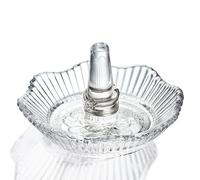 H&D HYALINE & DORA Soporte de anillo de cristal festoneado para joyas, plato de anillos de cristal bien hecho, soporte de anillos para boda, decoración de joyas, regalo para mamá, esposa, novia