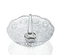 H&D HYALINE & DORA Soporte para anillos de cristal, soporte de anillo de cristal transparente para joyas, bandeja redonda para anillos, aretes, organizador de collares