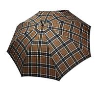 H.DUE.O Paraguas grande de lluvia XXL resistente con mango de madera, resistente al viento y robusto, paraguas largo fantasía clásica escocesa [KILT], beige