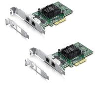 H!Fiber - Paquete de 2 NIC Gigabit de 2 puertos con chip Intel I350, tarjeta de red de 1 GB en comparación con Intel I350-T2 NIC, puertos RJ45 duales, PCI Express X4, tarjeta Ethernet con perfil bajo