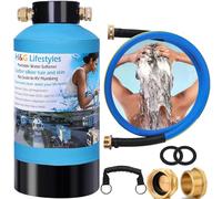 H&G lifestyles Ablandador de agua portátil para RV con manguera de agua, resina de grado alimenticio, accesorios de latón de 1,9 cm, 9842 litros, suaviza el sistema de filtración de agua dura para