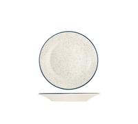 H&H 12 Platos De Fruta Milos En Stoneware Marfil Con Hilo Azul De 19 Cm