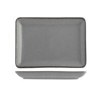 H&H 6 Platos Rectangulares Pearl De Porcelana Color Gris Cm. 20x27