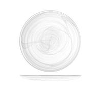 H&H 7627001 Plato de Cristal, Alabastro, Plano, 27,5 cm, Blanco