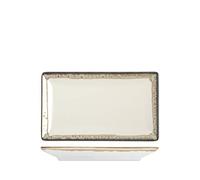 H&H 826962 Boston - Juego de 6 platos, Stoneware, borde marrón, 25 x 15 cm