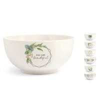 H&H 838941 Botanic - Juego de 6 cuencos de porcelana New Bone China, decoración surtida, cc600