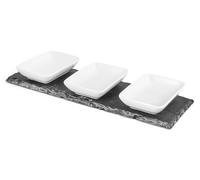 H&H 9200 Bandeja con Cuencos Cuadrados, Pizarra, Negro