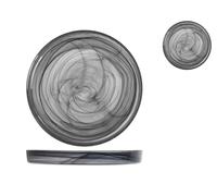 H&H Alabastro - Juego de 6 platos, cristal, negro, 21 x 2,5 cm, 837357