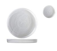 H&H Alabastro - Juego de 6 platos de cristal, color blanco, 21 x 2,5 cm, 837388