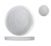 H&H Alabastro - Juego de 6 platos de cristal, color blanco, 28 x 3 cm
