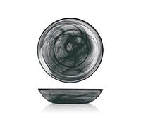 H&H Alabastro - Juego de 6 platos hondos de cristal, negro, 21 cm, 21 x 21 x 4 cm, 6 unidades