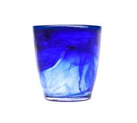 H&H Alabastro-Juego de 6 Vasos, Cristal, 230 ml, Azul Cobalto