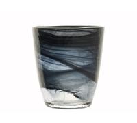 H&H Alabastro - Juego de 6 vasos, cristal, negro, 230 ml, 9 x 9 x 10 cm, 6 unidades