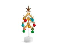 H&H Albero In Vetro Con Decorazioni Colorate E Led H25Cm