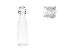 H&H Botella Lisa con tapón mecánico, Cristal, Transparente, 0,5 l, Mediana
