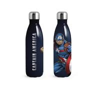 H&H Botella térmica Capitán América de acero inoxidable 18/10 - 0,5 l | mantiene bebidas calientes durante 12 h y frías durante 6 h