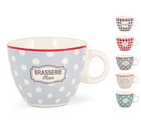 H&H Brasserie - Juego de tazas de té sin platillo, New Bone China, multicolor, 6 unidades