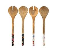 H&H Caroline - Juego de 2 cubiertos para ensalada de madera, 30 cm