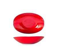 H&H Centrotavola Ovale Silk Red In Vetro Rosso Cm 31,5X21