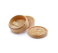H&h Cesta de 2 Niveles Oriental para cocinar al Vapor de bambú, 14,5 cm