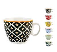 H&H Colourful - Juego de 6 tazas de té New Bone China, cc230, sin plato, decoración y colores surtidos, modernos y elegantes