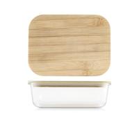 H&H Contenitore Rettangolare In Vetro Con Coperchio Bambu Ml 1500