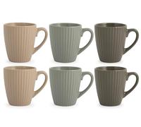 H&H Countryside Juego de 6 tazas de té, Gres, Color surtido, 210cc.