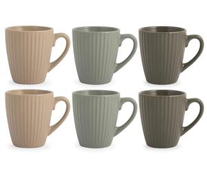 H&H Countryside Juego de 6 tazas de té, Gres, Color surtido, 210cc.