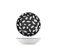 H&H, Emporium - Juego de 6 platos hondos de porcelana negra decorada, 20 cm - Elegancia y refinamiento para cada mesa