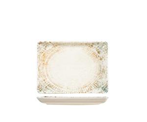 H&H Eris - Plato rectangular de porcelana, 17 x 23 cm, diseño moderno, elegante, para servir platos, color beige
