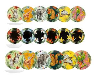 H&H Exótico - Servicio De Mesa, 18 Platos, Porcelana, Animales