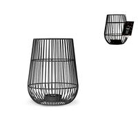 H&H Farol de Metal Blanco, con 10 Luces LED, Pilas AAA no Incluidas, 3 x 1,5 V, 10 cm