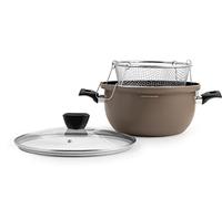 H&h friggitrice antiaderente, con coperchio e cestello, 26cm