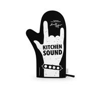 H&H Guanto Forno Borghese In Neoprene Colore Nero Decori Bianchi