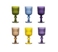 H&H Hydra - Juego de 6 copas de cristal, varios colores, 24 cl