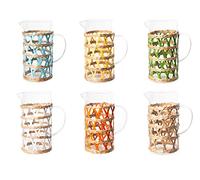 H&h jarra de vidrio con trenzado de paja lt 1,4