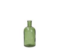 H&H Jarrón Botella de Cristal Reciclado Verde, Altura 19,5 cm, jarrón Decorativo para Flores Frescas y secas, diseño Elegante para casa, salón, Cocina y Oficina