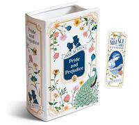 H&H - Jarrón de Libro de Orgullo y prejuicio para Flores + marcapáginas, Maceta Grande de cerámica, decoración de Libros de Jane Austen, Regalos de Orgullo y prejuicio, jarrón de estantería para