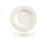 H&H Juego de 12 Platos Hondos New Bone China 21 cm - Porcelana Fina Blanca, Diseño Elegante para Sopas y Pastas - Apto para Lavavajillas y Microondas