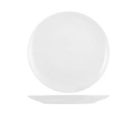 H&H Juego de 12 Platos Llanos New Bone China 27 cm - Diseño Coupe Elegante, Porcelana Fina Blanca para Uso Diario y Eventos - Apto para Lavavajillas y Microondas