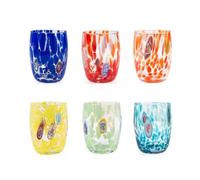 H&H Juego de 6 copas venecianas de cristal decorado multicolor, Cl 38