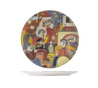 H&H - Juego de 6 platos redondos/para servir - Pablo - de gres decorados - Platos elegantes de 32 cm, lavables en lavavajillas y microondas - Diseño inspirado en Pablo Picasso