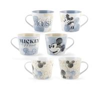 H&H Juego de 6 tazas Jumbo Mickey Blogger en New Bone China - Decoración Disney, sin plato, capacidad 420 cc