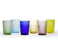 H&H Juego de 6 vasos, jarras, cristal multicolor, surtidos, 26 cl
