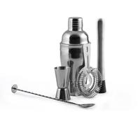 H&H Juego de cóctel Profesional de 5 Piezas de Acero Inoxidable 18/10 - coctelera, mortero, Jigger, Cuchara y colador - Accesorios de Bar para cócteles y Bebidas