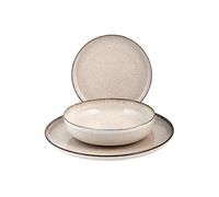 H&H Juego de Vajilla 12 Piezas Pearl Porcelana Color Marfil - Servicio Completo para Mesa Elegante - Platos y Complementos Resistentes y Finos