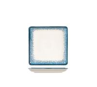 H&H Júpiter Plato Cuadrado Porcelana, 19Cm, Azul Y Marfil