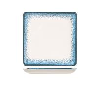 H&H Júpiter Plato Cuadrado Porcelana, 25Cm, Azul Y Marfil