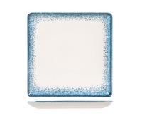 H&H Júpiter Plato Cuadrado Porcelana, 27Cm, Azul Y Marfil